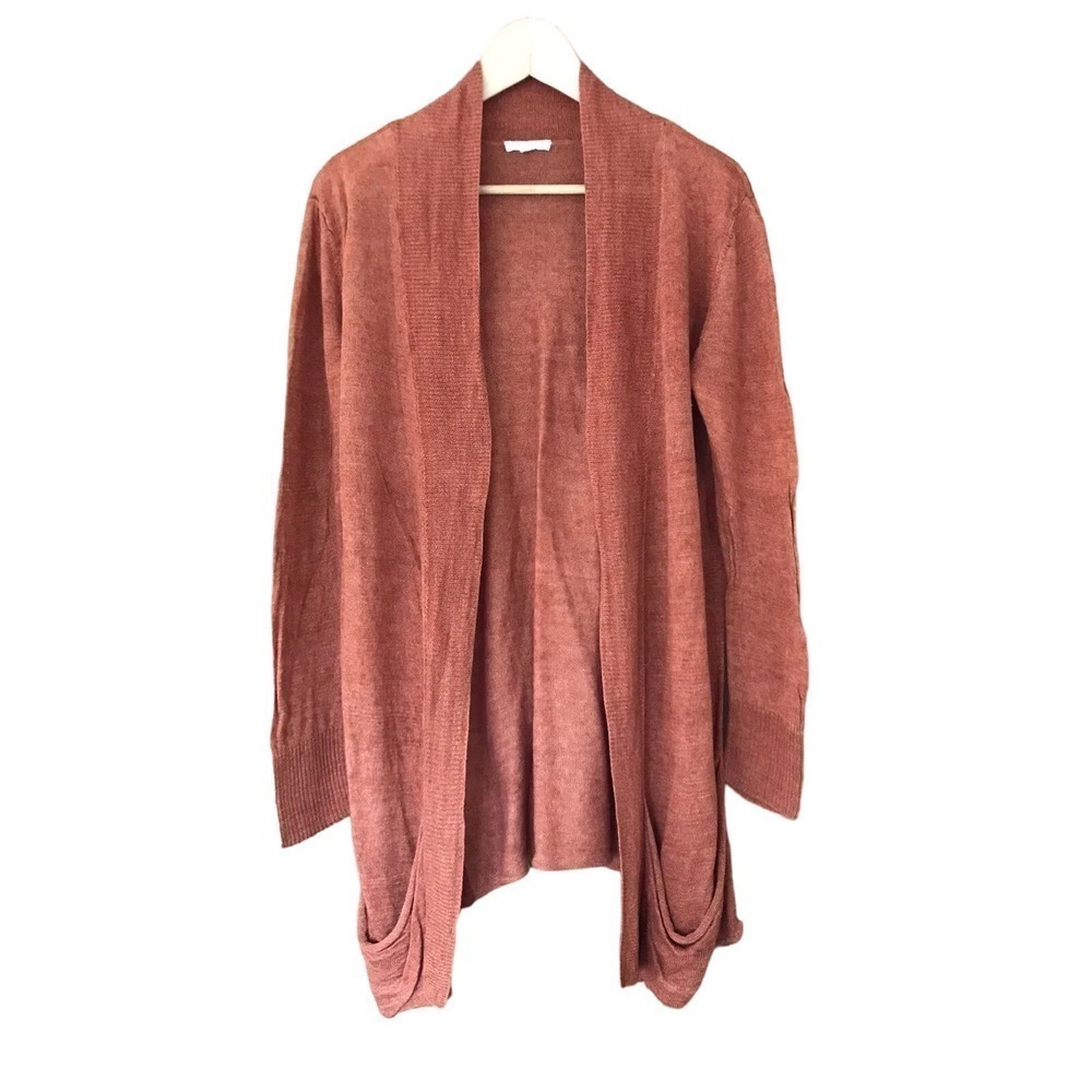 Eileen Fisher burnt orange open front pocket cardigan women’s size M